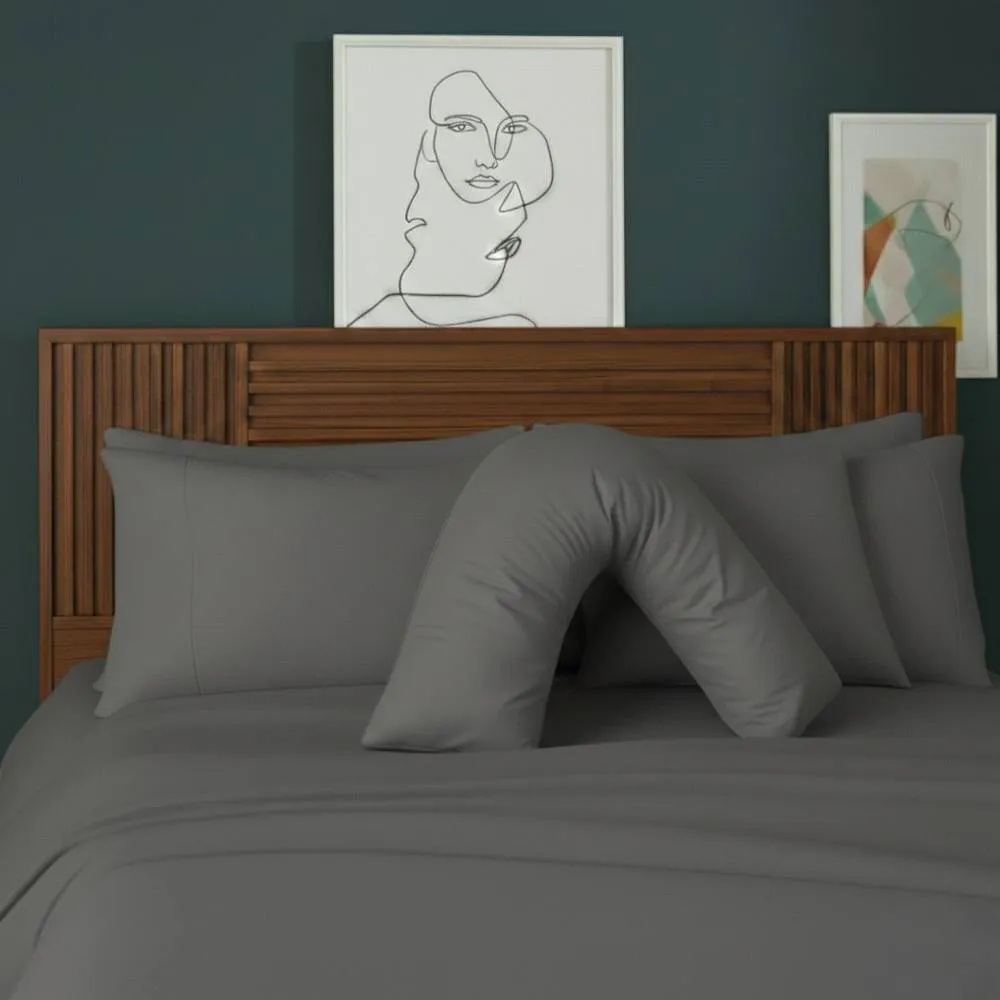 Snug City V Shape Pillowcase for Support Maternity Pillows Polycotton Easy Care in Grey