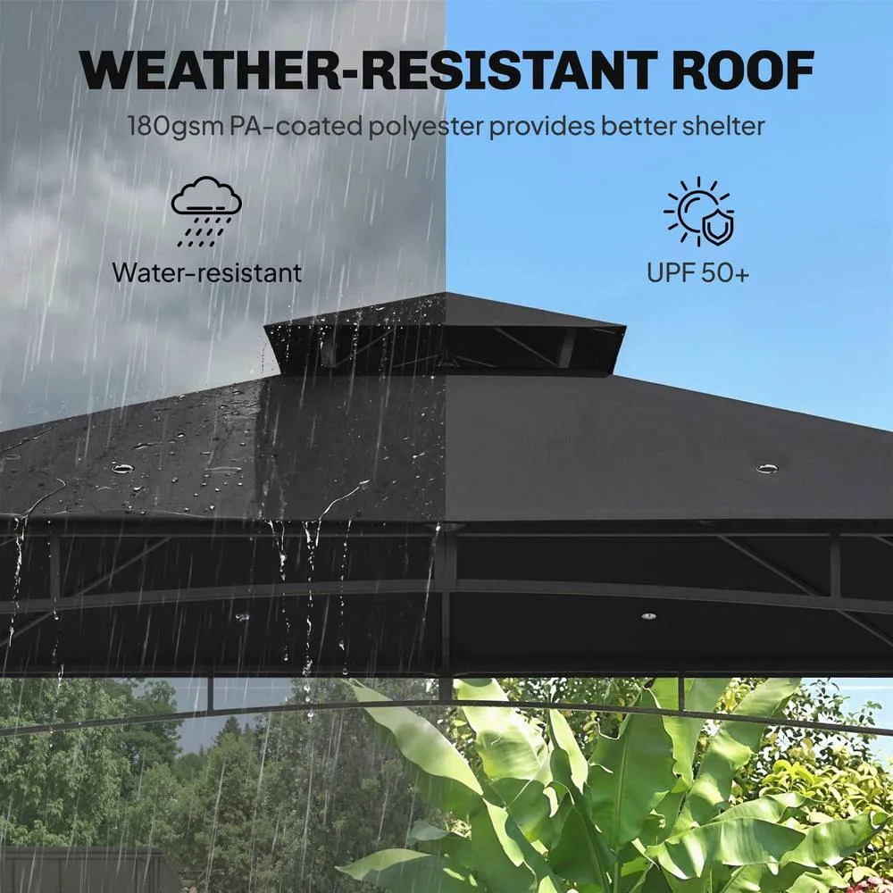 OUTSUNNY 3 x 3 m Gazebo, Outdoor Gazebo Canopy with 2-Tier Roof in Black 4