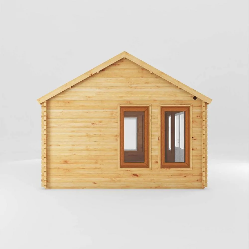 Mercia 5.3 x 4 m Clock Tower Log Cabin - 44 mm - Oak UPVC Windows & Door in Light Brown 4