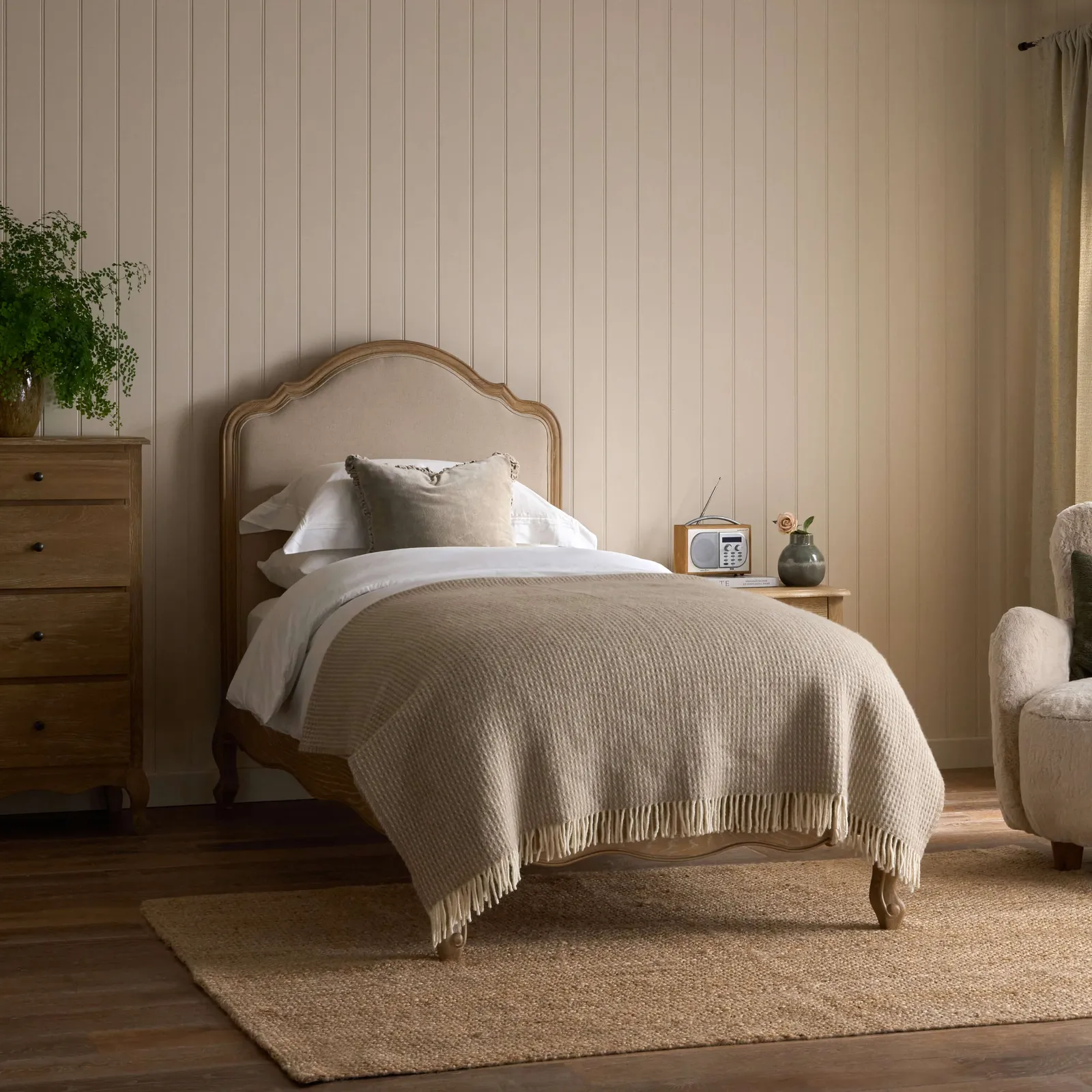 Sienna Beau Linen Bed, Weathered Oak / Natural, Single