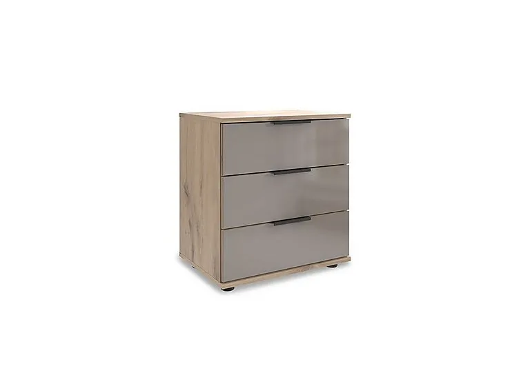 Antoni 3 Drawer Nordic Oak Bedside Cabinet with Glass Drawers
