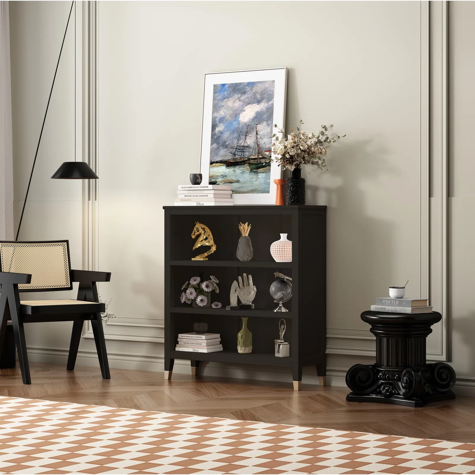 Cabinet Bits Palazzi 3 Tier Bookcase H97 W89 D25cm in Black 1
