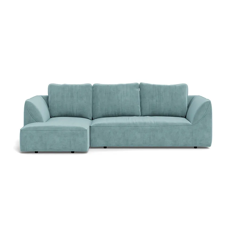 Heal's Morven Left Hand Facing Corner Chaise Sofa Smart Luxe Velvet Mineral Blue 1