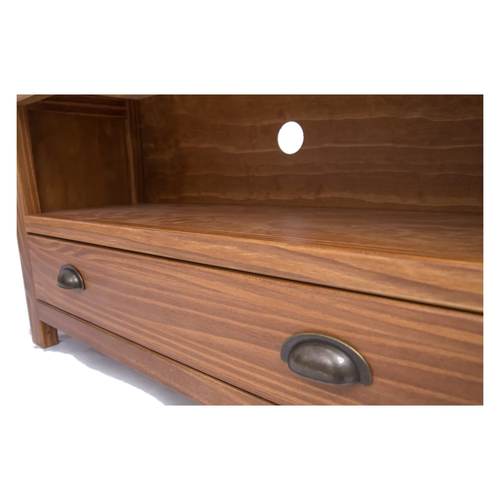Cabinet Bits Tirolo Lacquered 1 Drawer TV Cabinet Brass Cup Handle in Brown 6