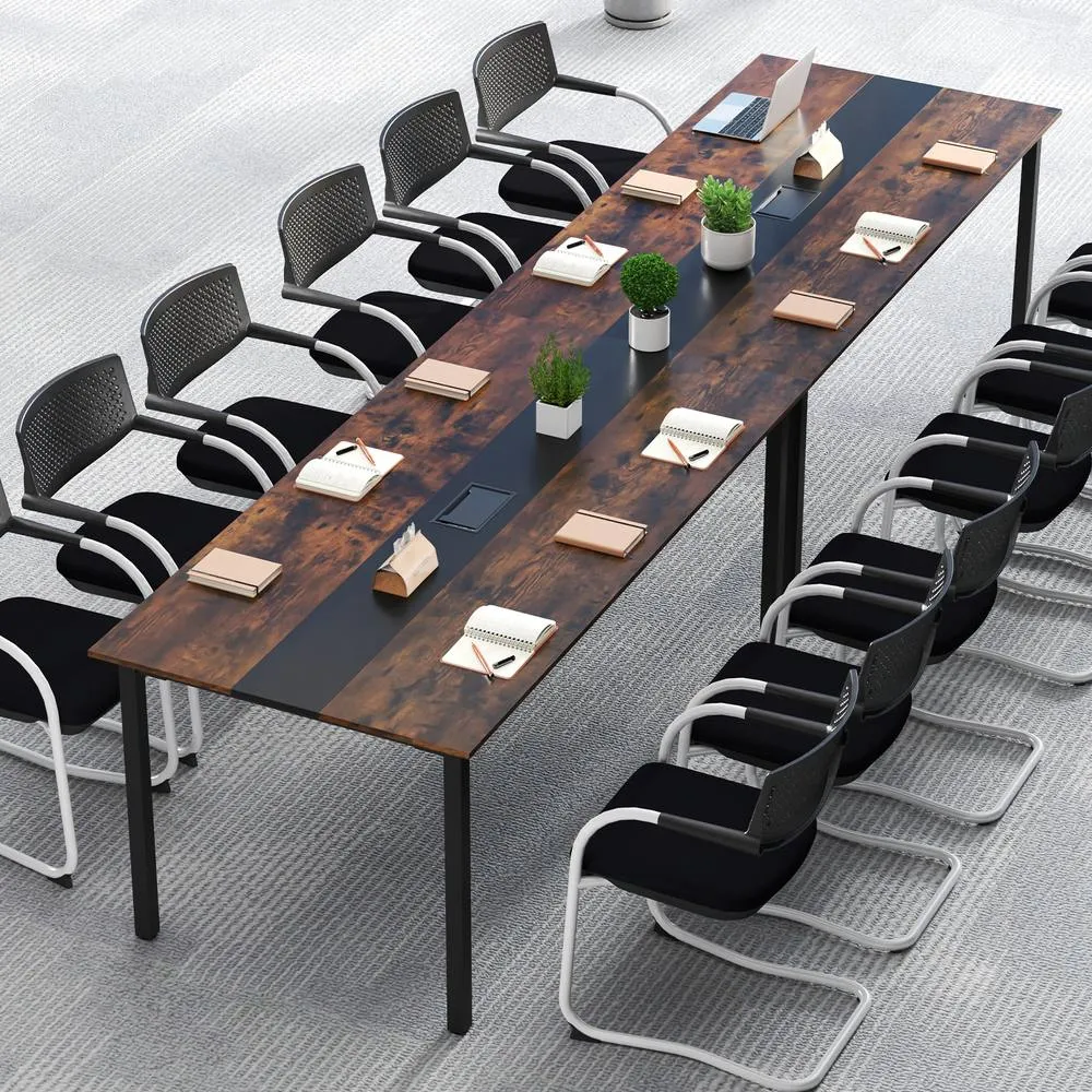 Costway 180CM Conference Room Table Rectangle Meeting Table for 8-10 People in Brown 5