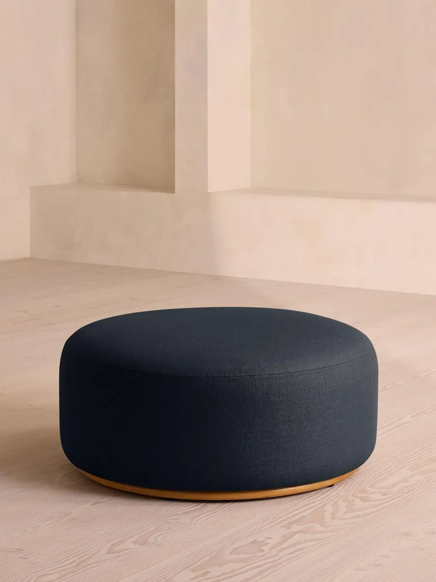Aline Ottoman, Linen, Indigo