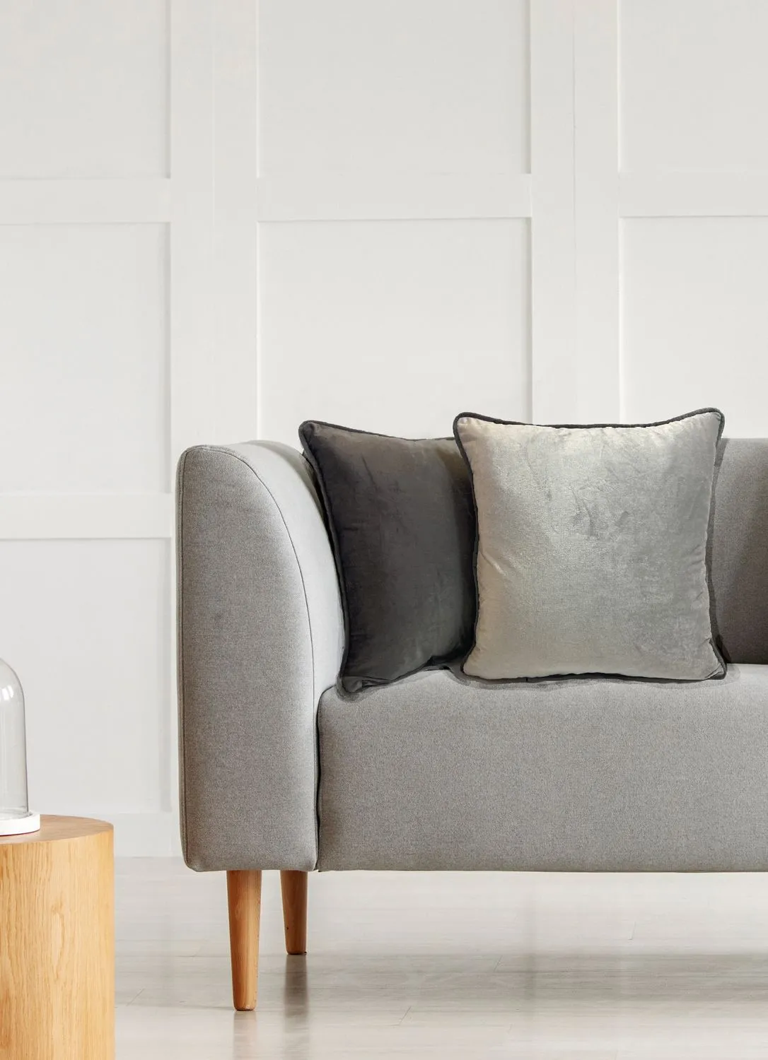 Rapport Home Piped Velvet Polyester Cushion Cover in Charcoal 4