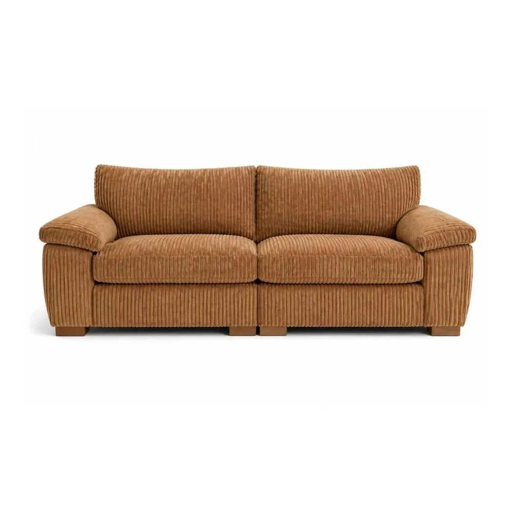 Bliss Furniture Jumbo Cord 3 Seater Sofa with Soft Cord Fabric Beige in Tan