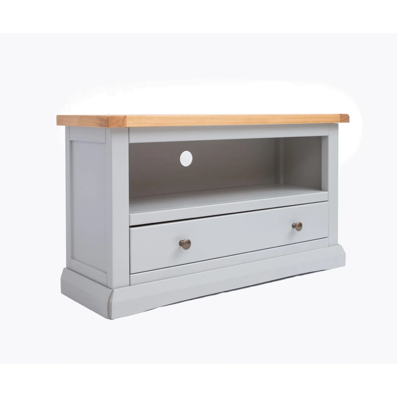 Cabinet Bits Loreo Light Grey 1 Drawer TV Cabinet Brass Knob 2
