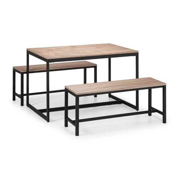 Tribeca 4 Seater Rectangular Dining Table with 2 Benches, Black 2