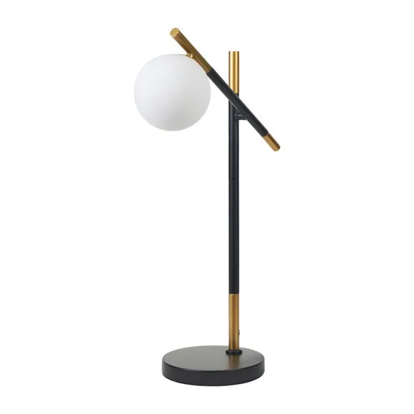Wanda White Orb and Black Metal Table Lamp 3