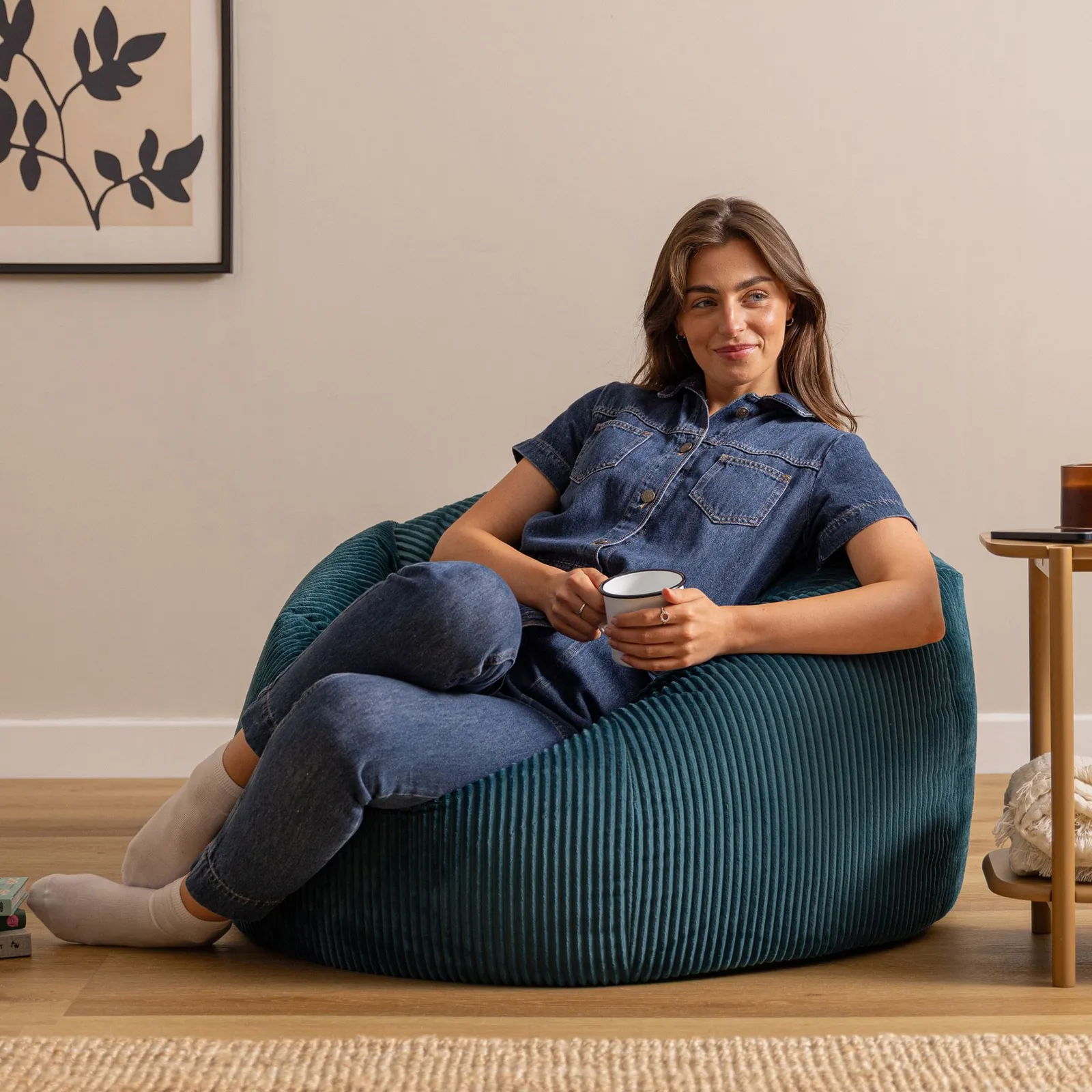 icon Kingston XL Jumbo Cord Classic Dome Bean Bag in Teal