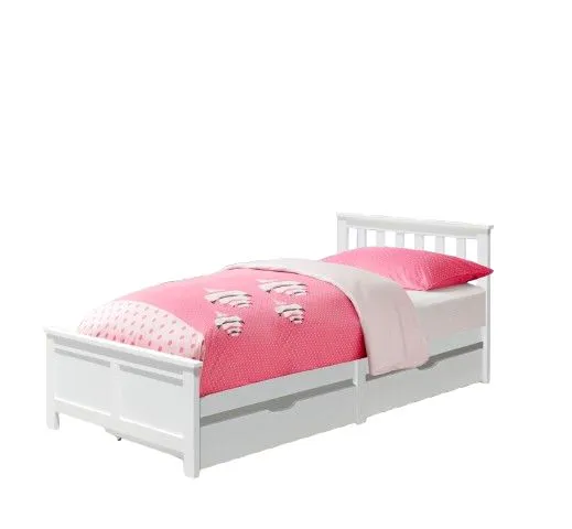 Comfy Living Ltd 3ft Wooden Bedframe With 2 Pull Out Drawers in White 3
