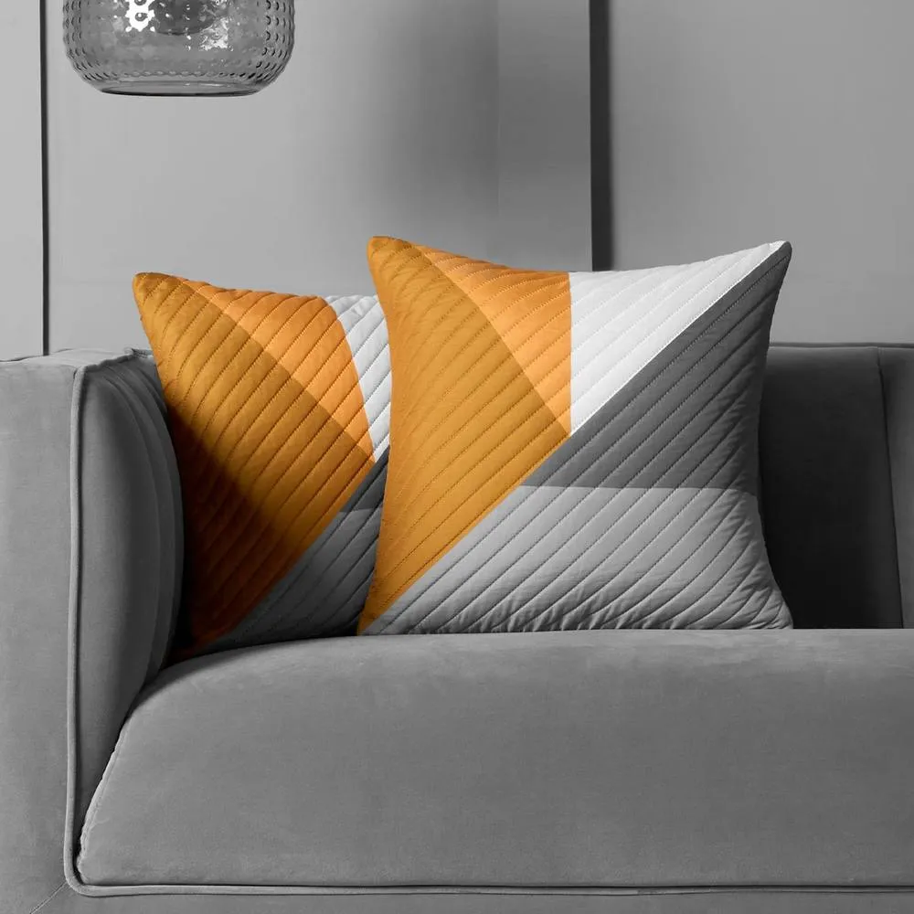 OHS 2 Pack Geometric Pinsonic Cushion Covers - 45 x 45cm in Yellow