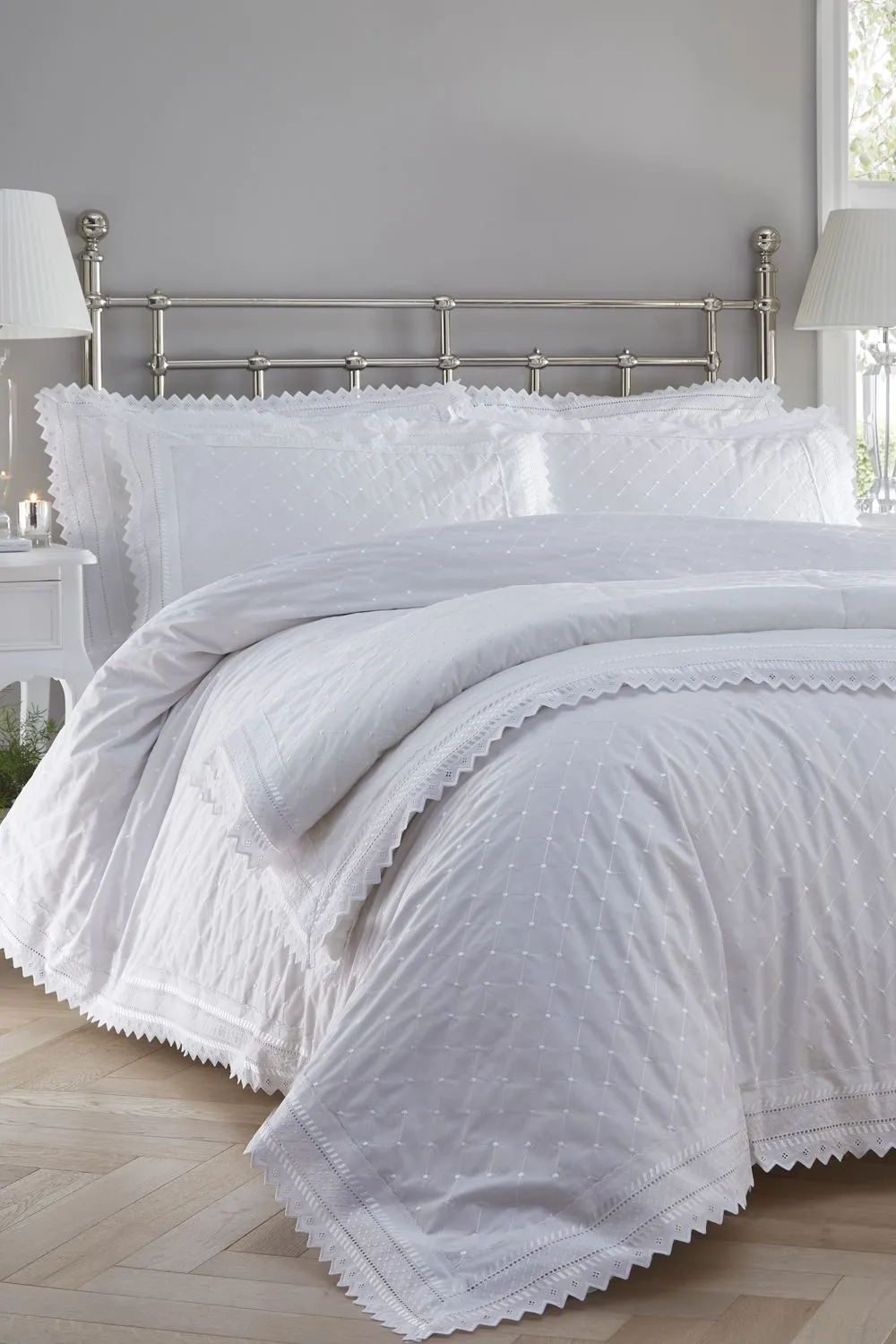 Portfolio Home Broderie Anglaise Duvet Cover Set in White