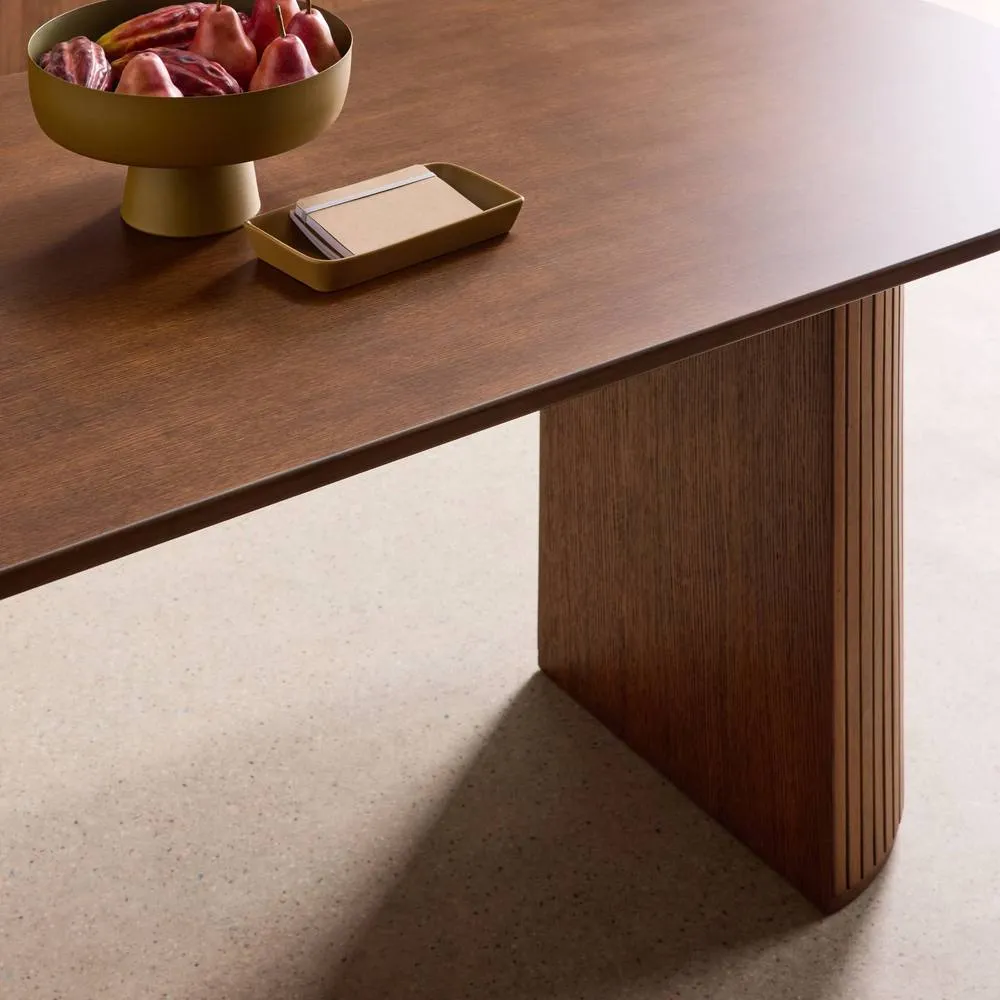 sweeek Oval dining table 200cm in rubberwood & oak veneer, seats 6-8 in Dark Brown 6