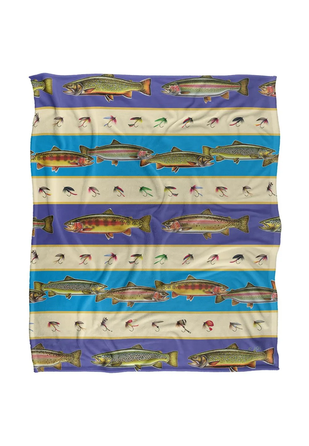 JQ Licensing Trout Fishing Lures Pattern Silky Touch Super Soft Throw Blanket 152 X 127 cm in White