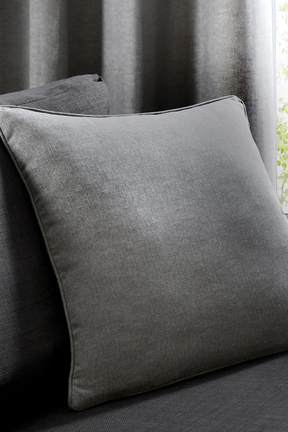 Fusion 'Sorbonne' Luxury Plain Dyed Filled Cushion 100% Cotton in Charcoal 1