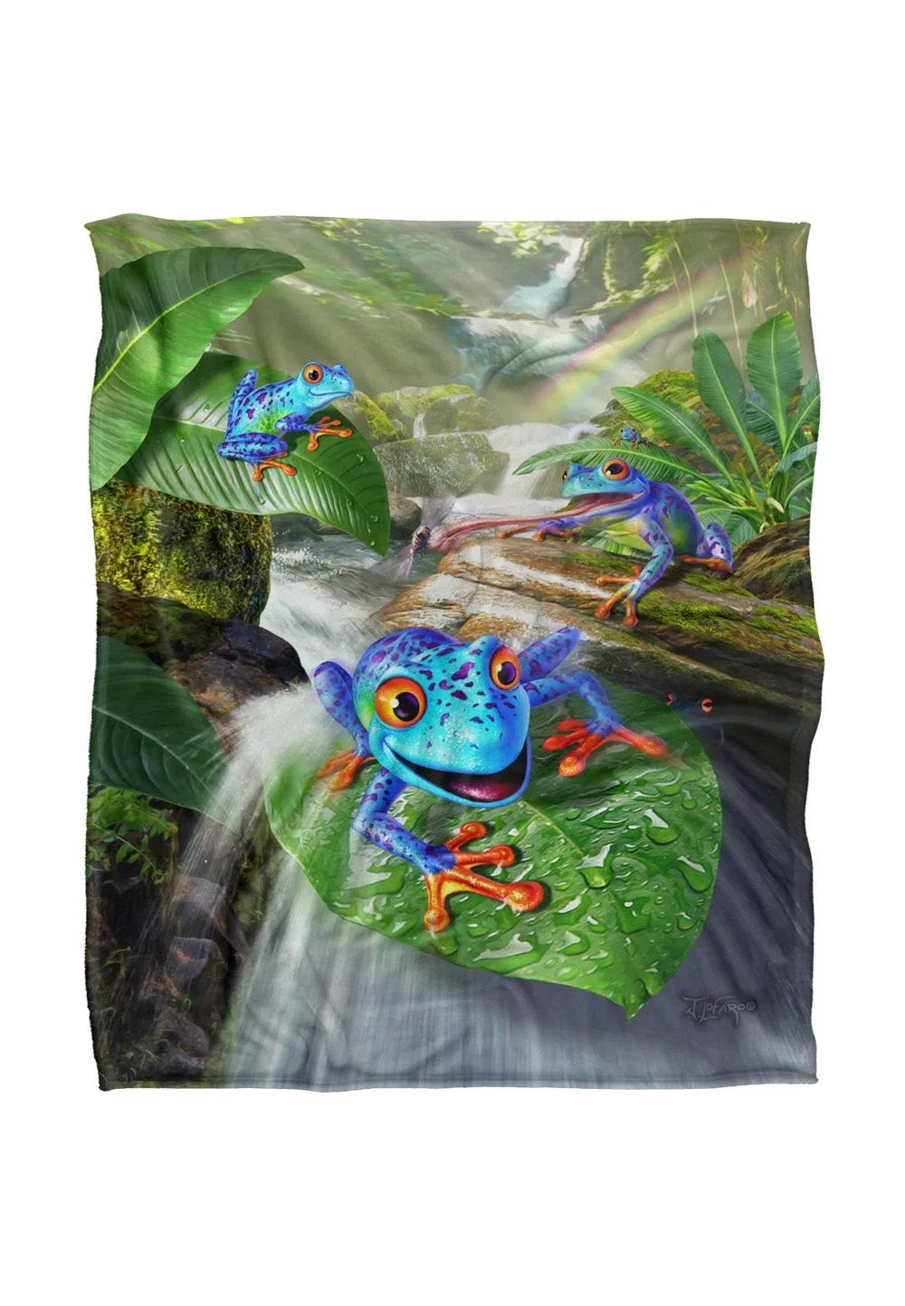 JQ Licensing Jlo Jungle Frogs Silky Touch Super Soft Throw Blanket 152 X 127 cm in White