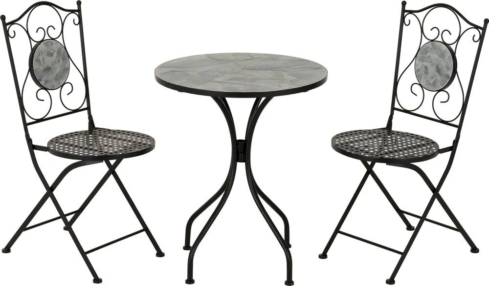 Seconique Ferne Patio Dining Set - Black/Grey Leaf in Black 2