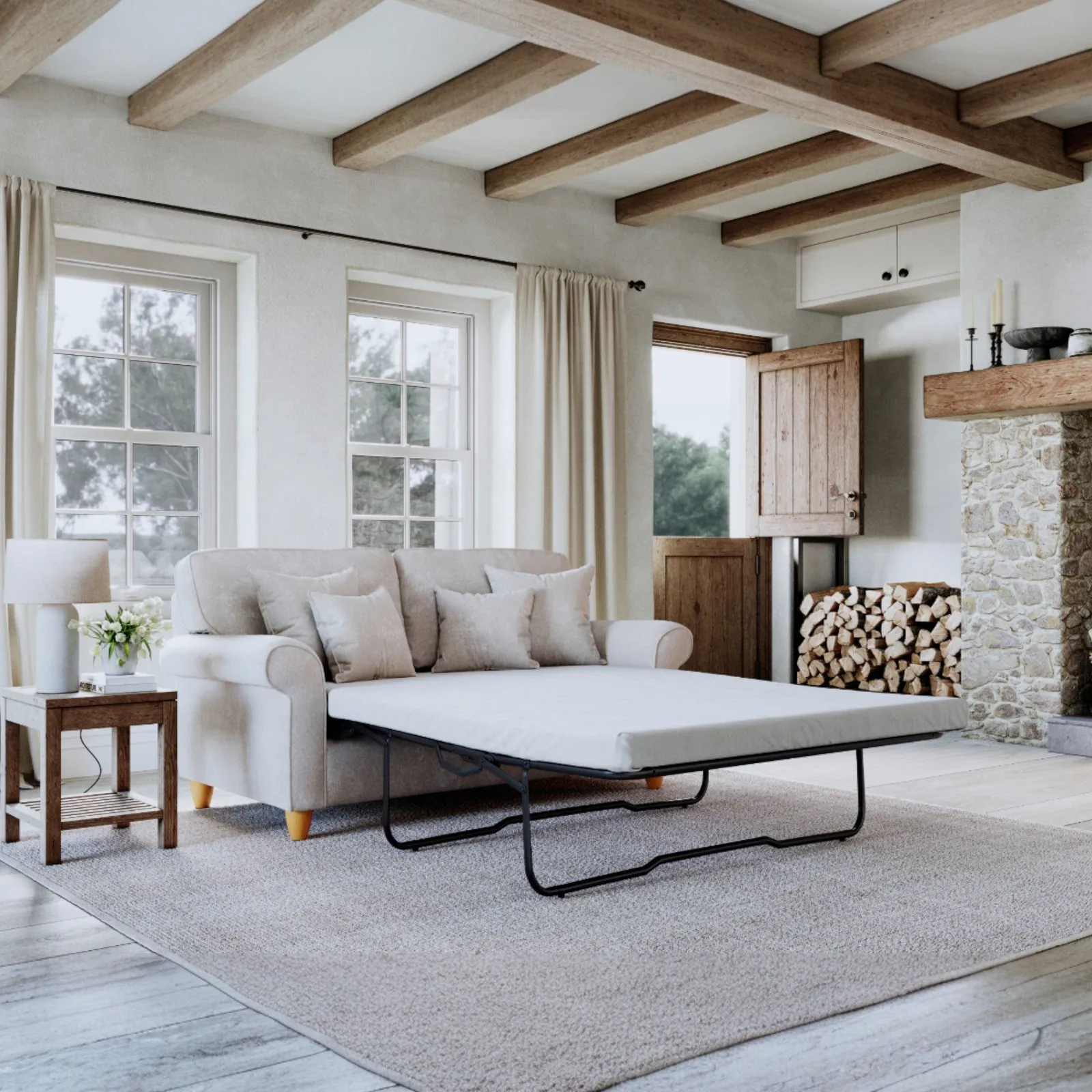 The Great Sofa Company Flora Sofa Bed Glory Pearl in Light Beige