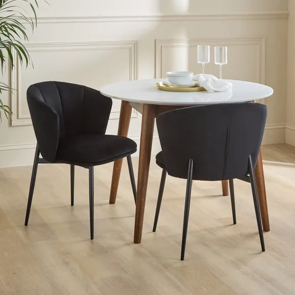 Kiley Dining Chair with Black Legs, Velvet