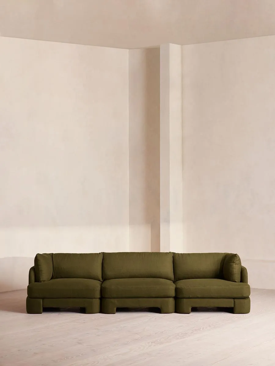 Odell Modular Sofa, Four Seater, Linen, Olive