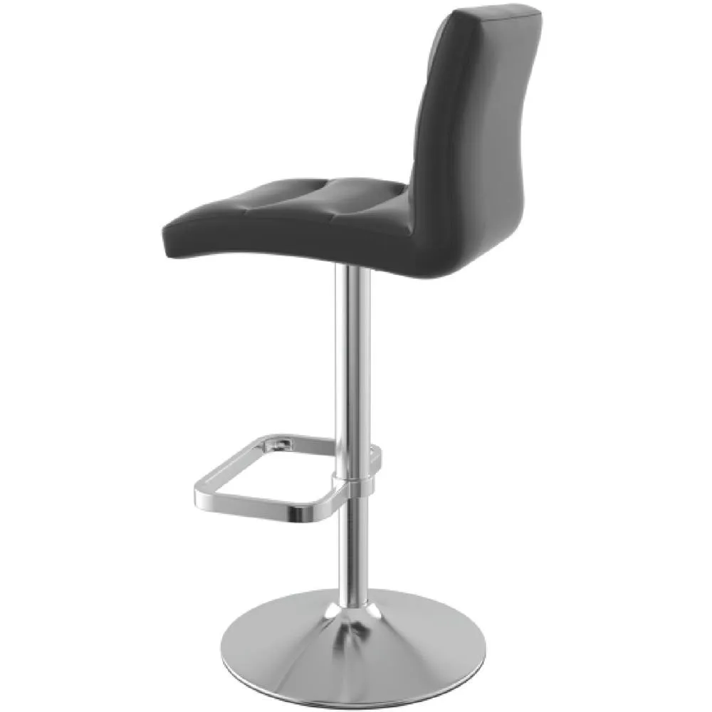netfurniture Swank Brushed Steel Kitchen Swivel Bar Stool Black Faux Leather 6