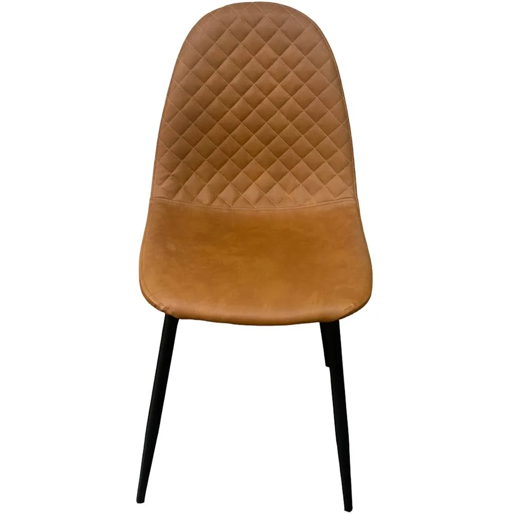 IH Design Corona Leather Steel Legs Dining Chairs (Set of 4) in Tan 2
