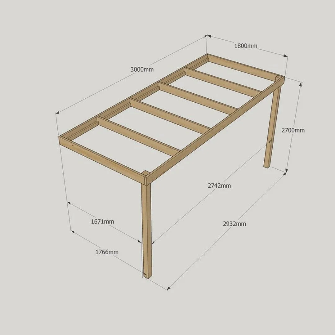 Rutland County Garden Furniture Ltd Wall Mounted Box Pergola - Wood - L180 x W300 x H270 cm - Light Green in Brown 3