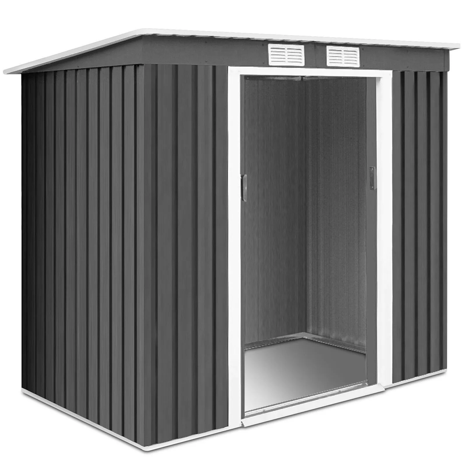 Costway 7FT x 4FT Outdoor Storage Shed Large Tool Utility Storage House W/Sliding Door