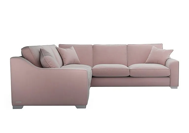 Isobel Large Fabric Corner Fibre Fill Sofa - Cotton Candy with Chrome Feet