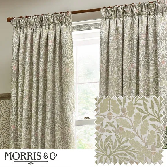 Morris & Co. Acorn Multi Jacquard Pencil Pleat Curtains 3