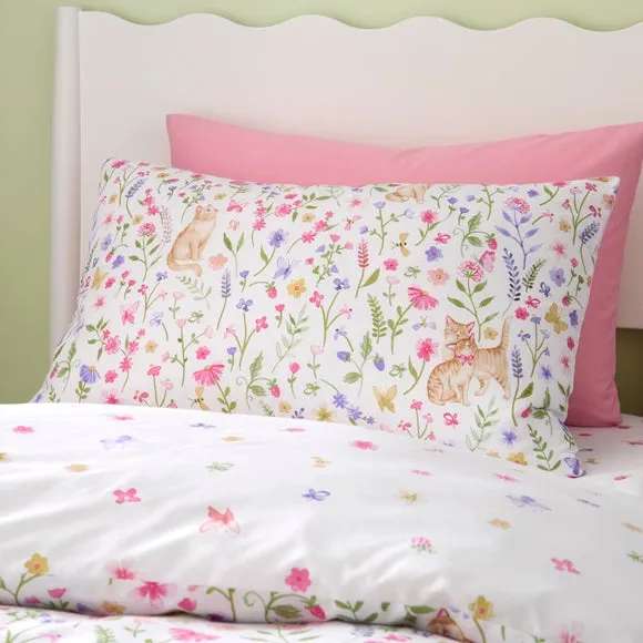 Floral Kitty Cats Quilt Cover & Pillowcase Set 3