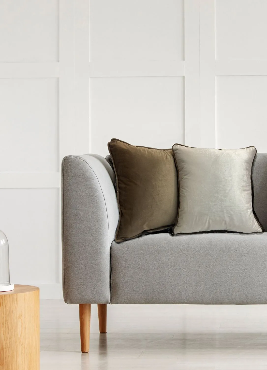 Rapport Home Piped Velvet Polyester Cushion Cover in Natural 4