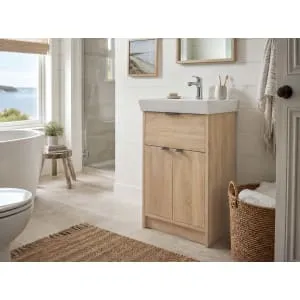 Wickes Nova Davos Oak Freestanding Vanity Unit & Easton Basin - 835 x 500mm 2