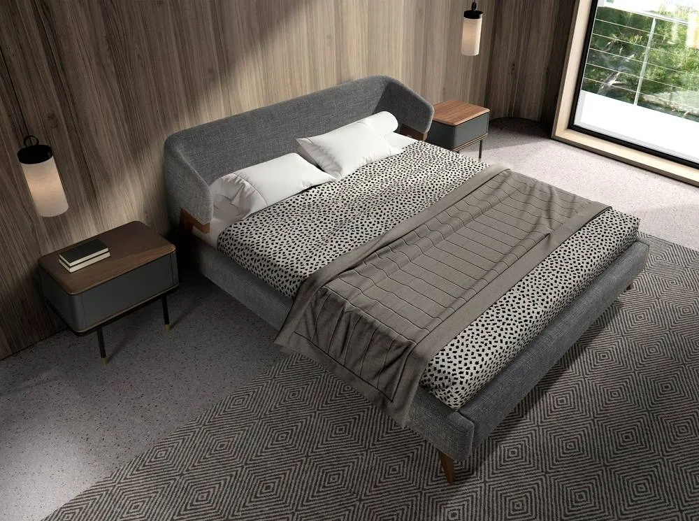 Angel Cerda Grey Fabric Double Bed Fits 180x200 cm Mattress 3