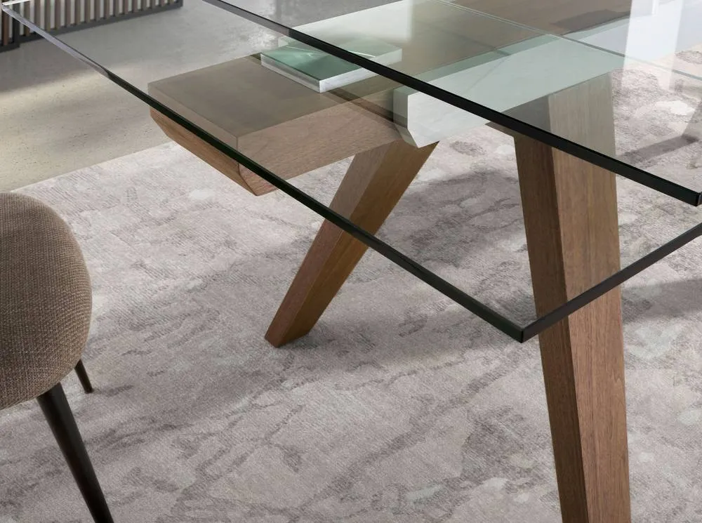 Angel Cerda Model Rectangular Extending Dining Table Tempered in Brown 5