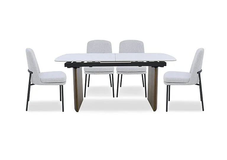 Cortado Pop-Up Extending Dining Table with 4 Metal Leg Chairs