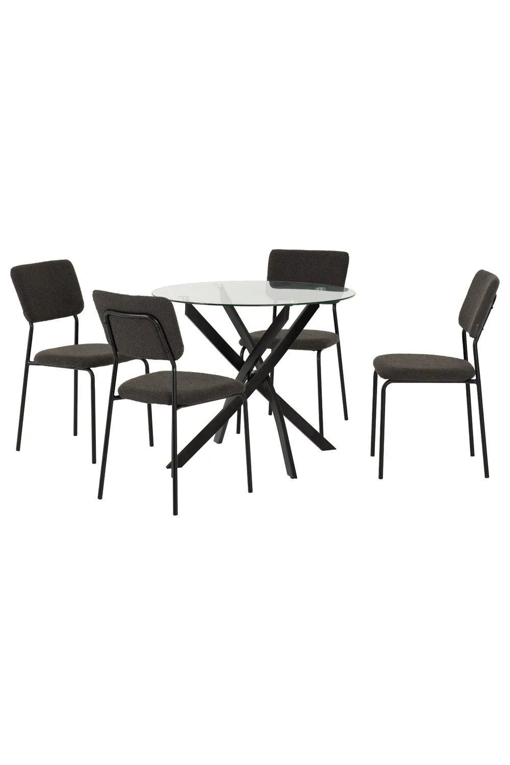 Seconique Sheldon Round Glass Top Dining Table in Clear 4