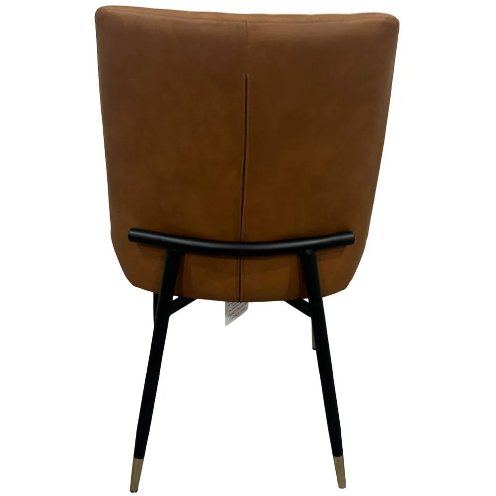 IH Design Leather Steel Legs Dining Chairs (Set of 2) - Tan 6
