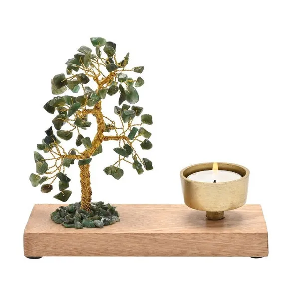 Serenity Green Jade Gemstone Tree Tealight Holder 3