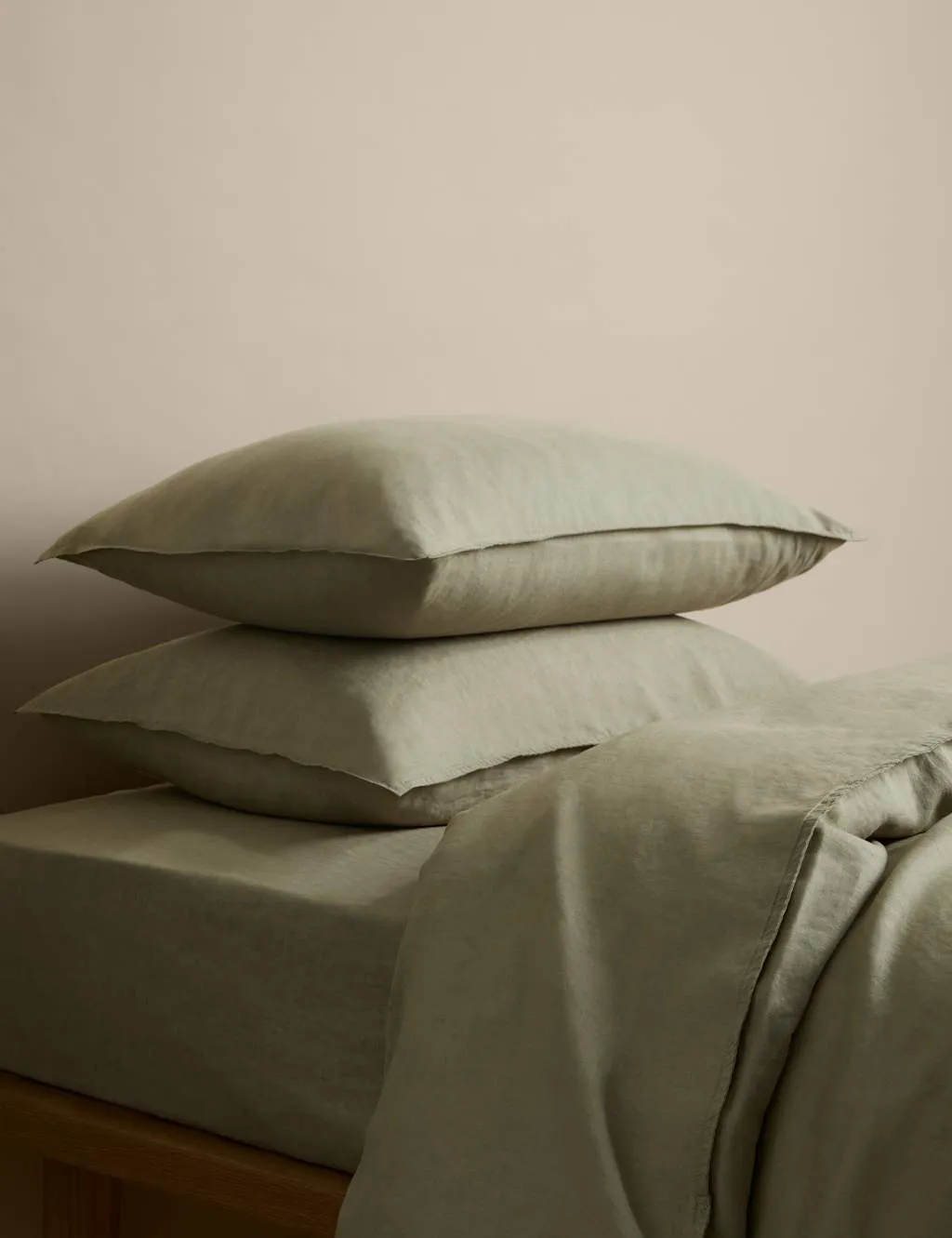 M&S Pure Linen Bedding Set Soft Khaki