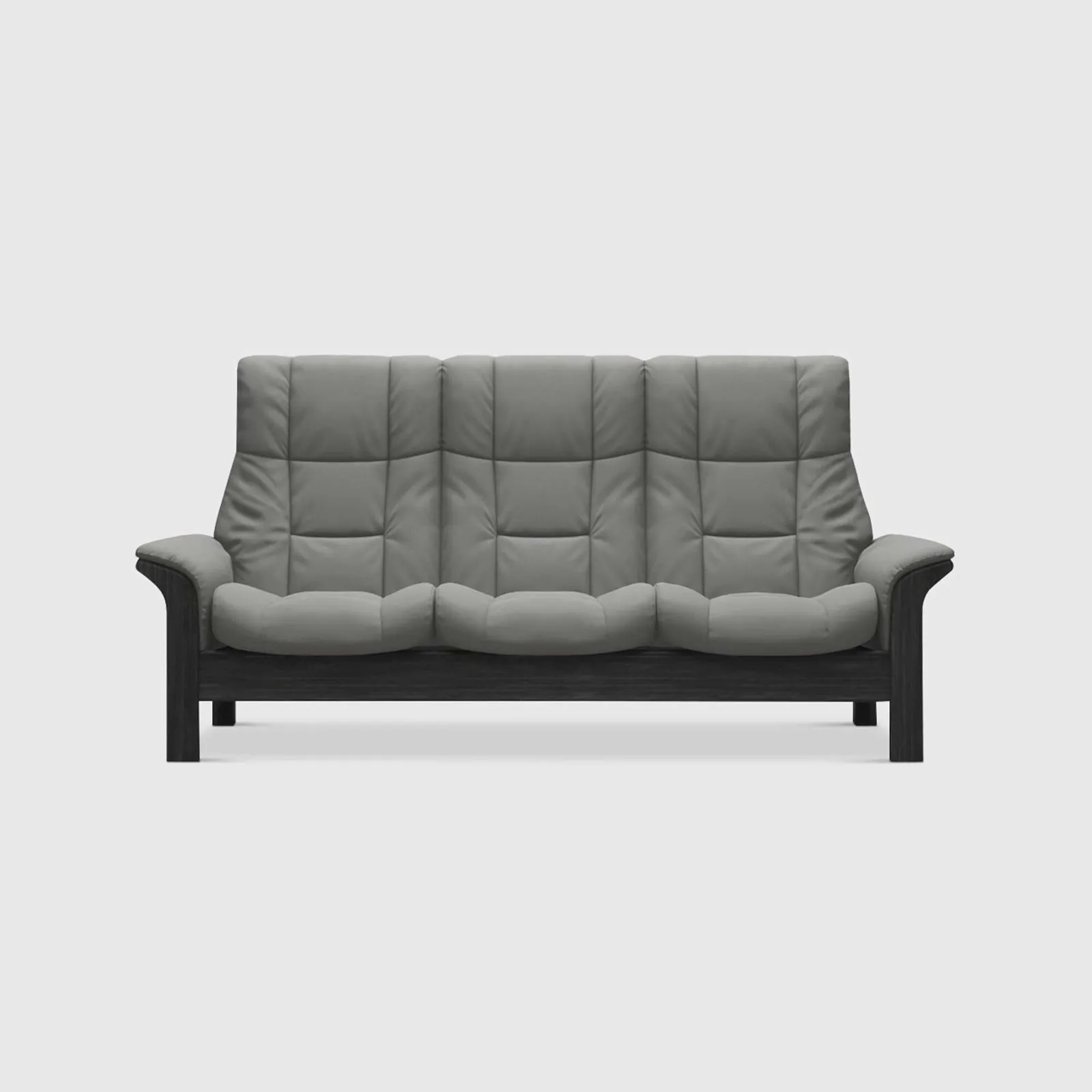 Stressless Windsor High Back 3 Seater Recliner Sofa, Grey Leather | Barker & Stonehouse