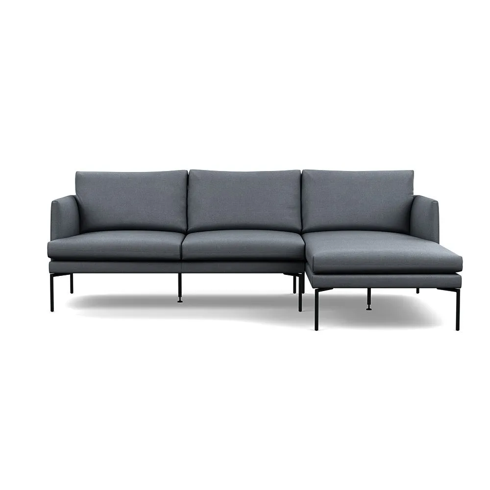 Heal's Matera Right Hand Facing Chaise Sofa Siena Cotton Shale Grey Black Feet