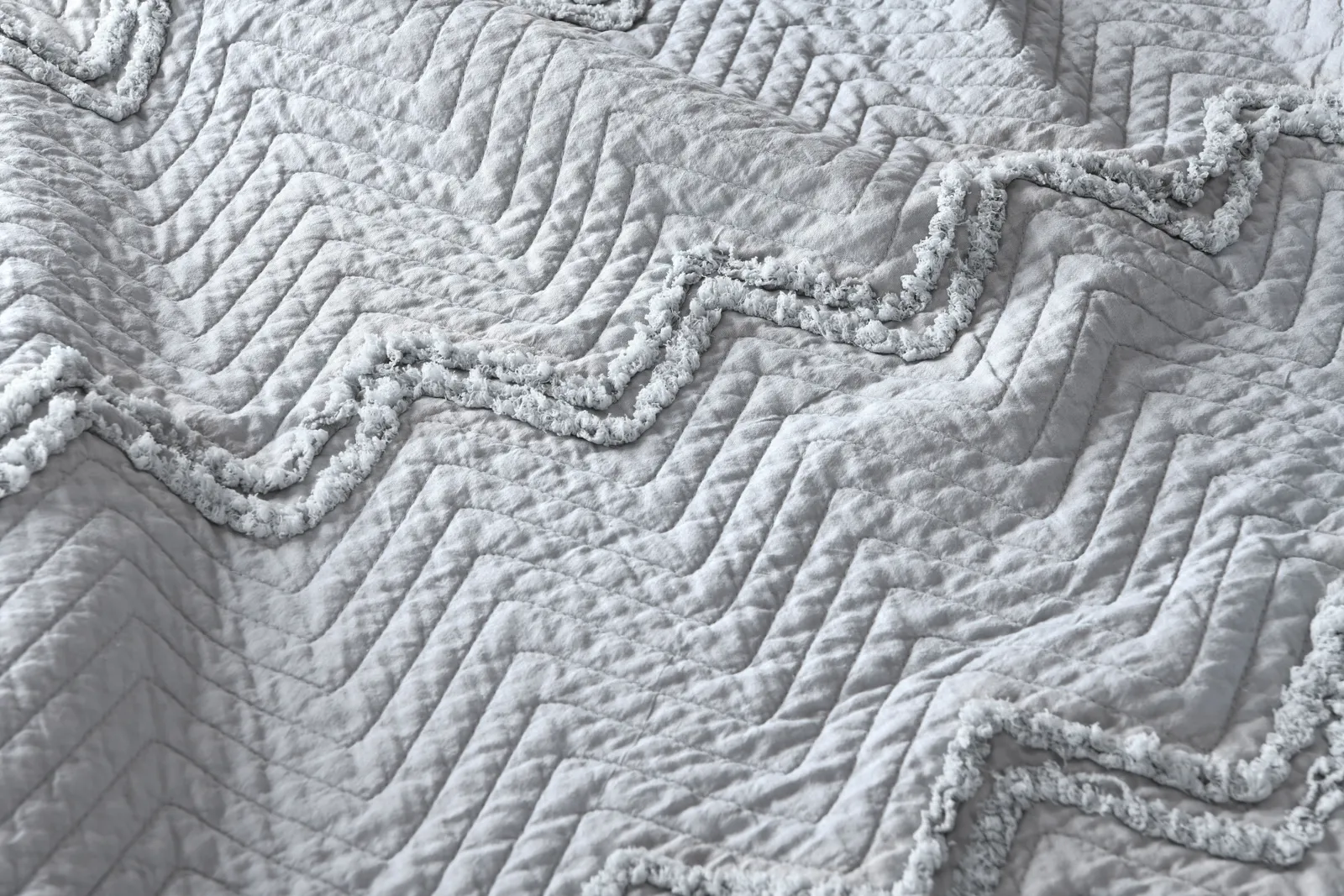 Smart Living Luxurious Zig-Zag Polyester Bedspread - Soft, Stylish, & Durable in Grey 6