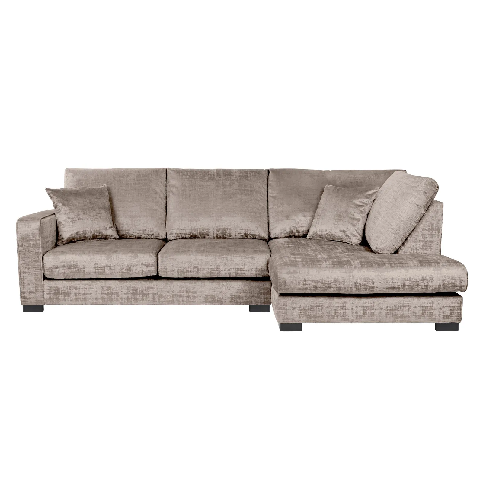 Carson Distressed Velvet Right Hand Corner Sofa Brown