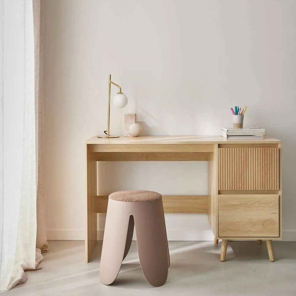sweeek Scandinavian desk wood decor 2 drawers in Beige 1