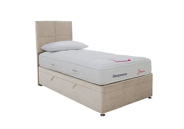 Jessica Side Ottoman Divan Set - Single - Tweed Cream