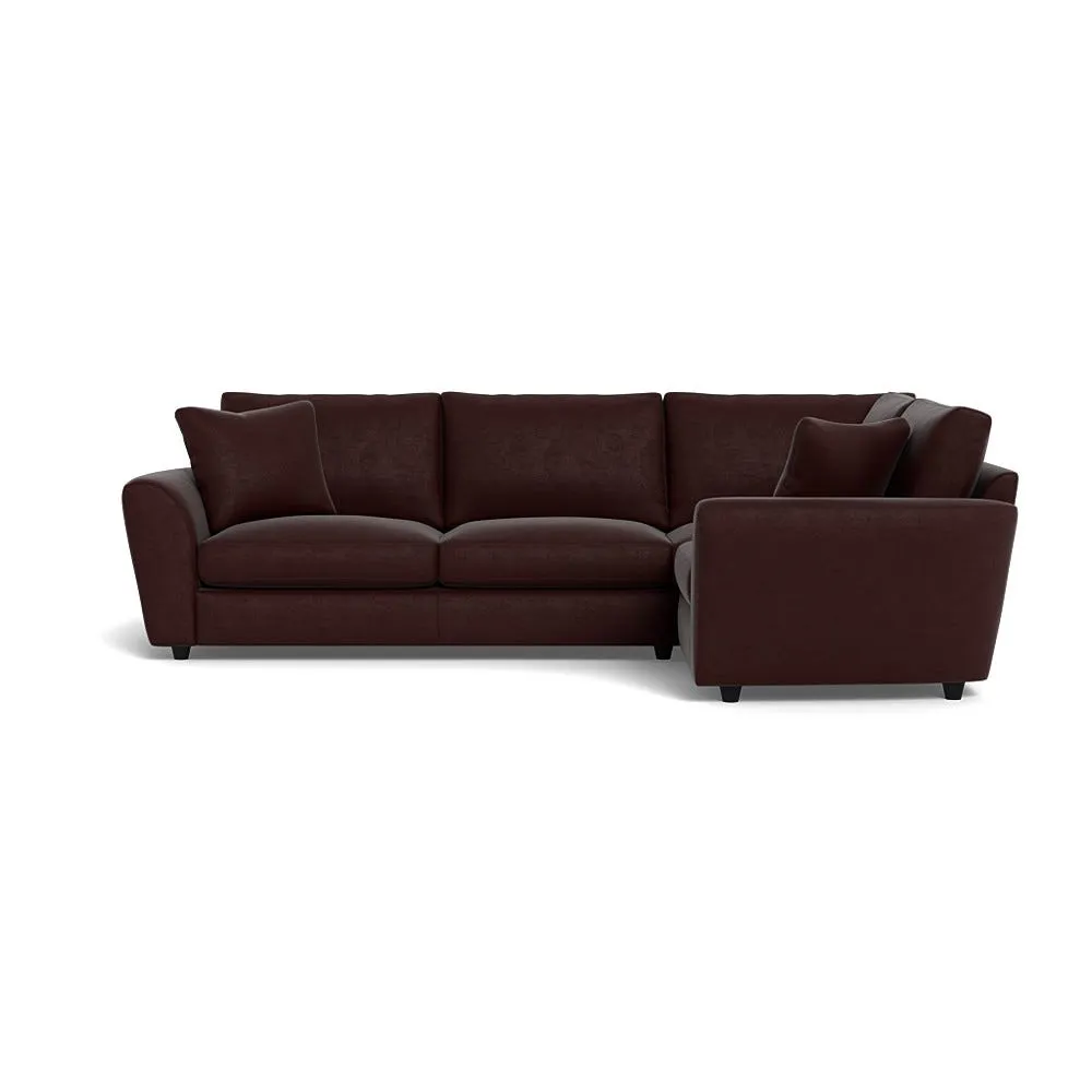 Heal's Snooze Right Hand Facing Corner Sofa Smart Luxe Velvet Acorn Black Feet 1
